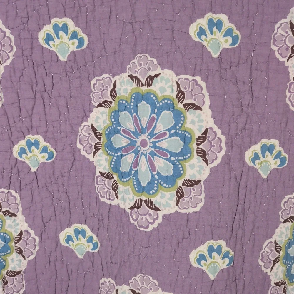 Pottery Barn Kids Brooklyn Crib Toddler Quilt Blanket Purple Mandala Floral